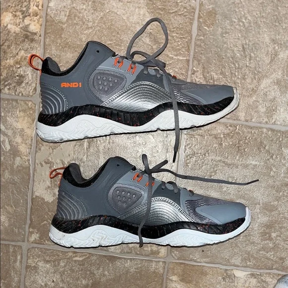 AND1 Men's Charcoal and Orange Athletic Shoes - Picture 5 of 9